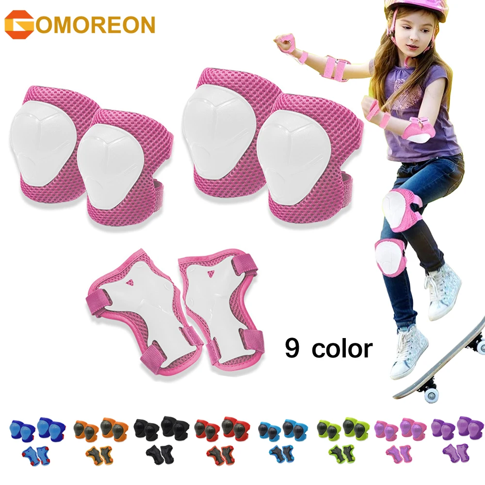 Cycling Gear Kids - GOMOREON-Genouillères et coudières pour enfants, protège-poignets,