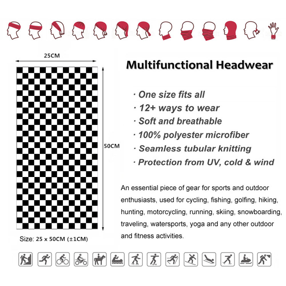 Checkered Ska imprimé bandeau  - Cycling Gear For Men avis et prix